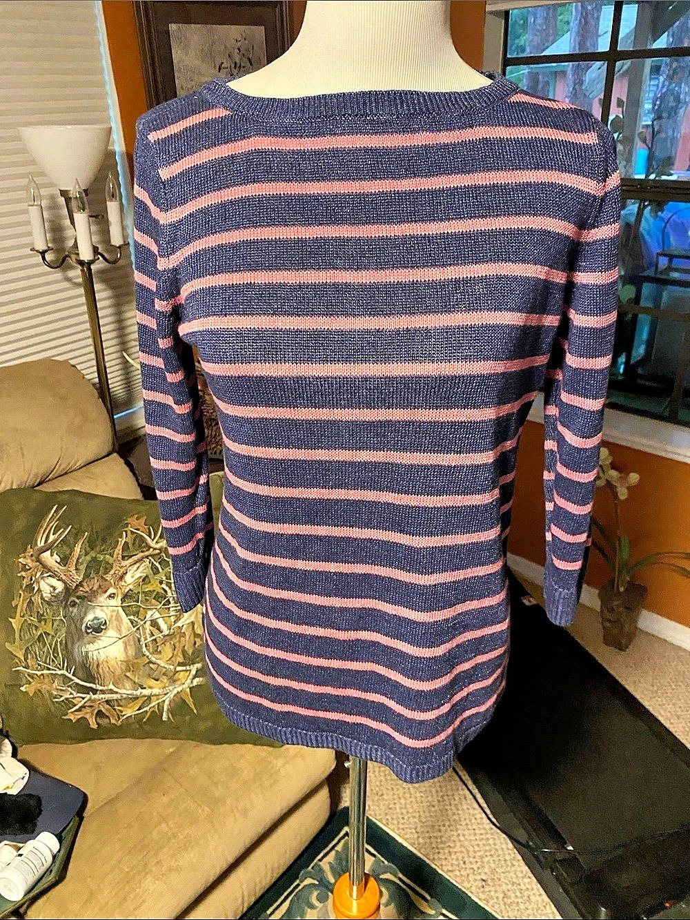Striped Linen Blue & Pink TopLike New